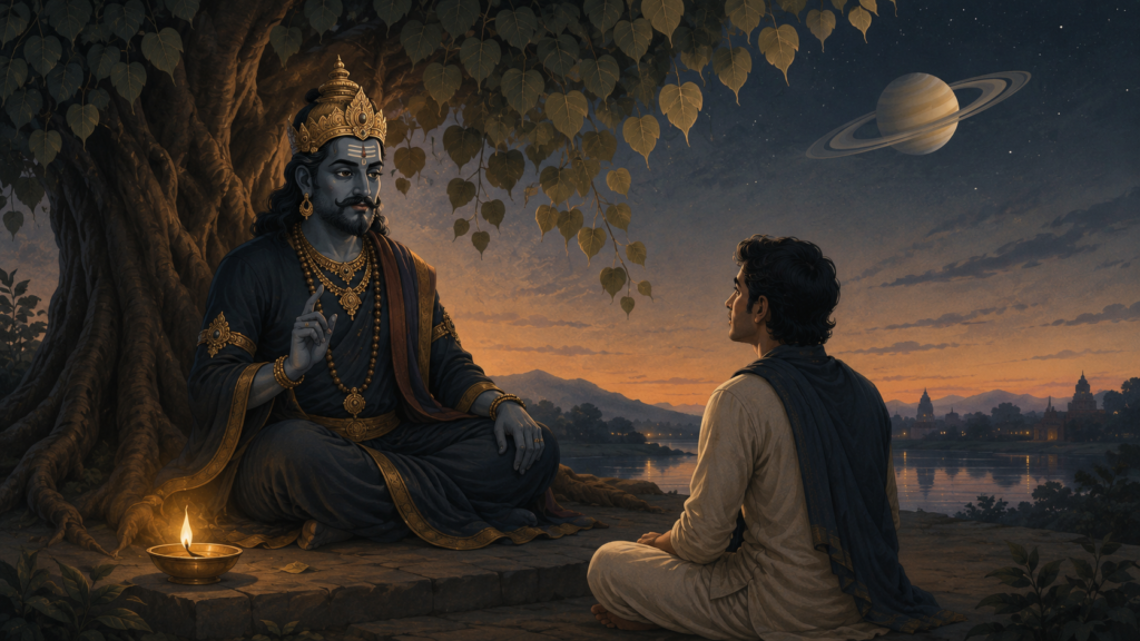 Guru and disciple under the sacred tree