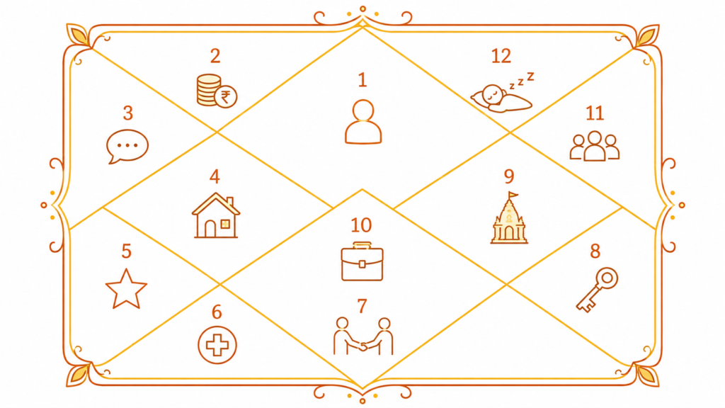 Vedic astrology horoscope chart illustration